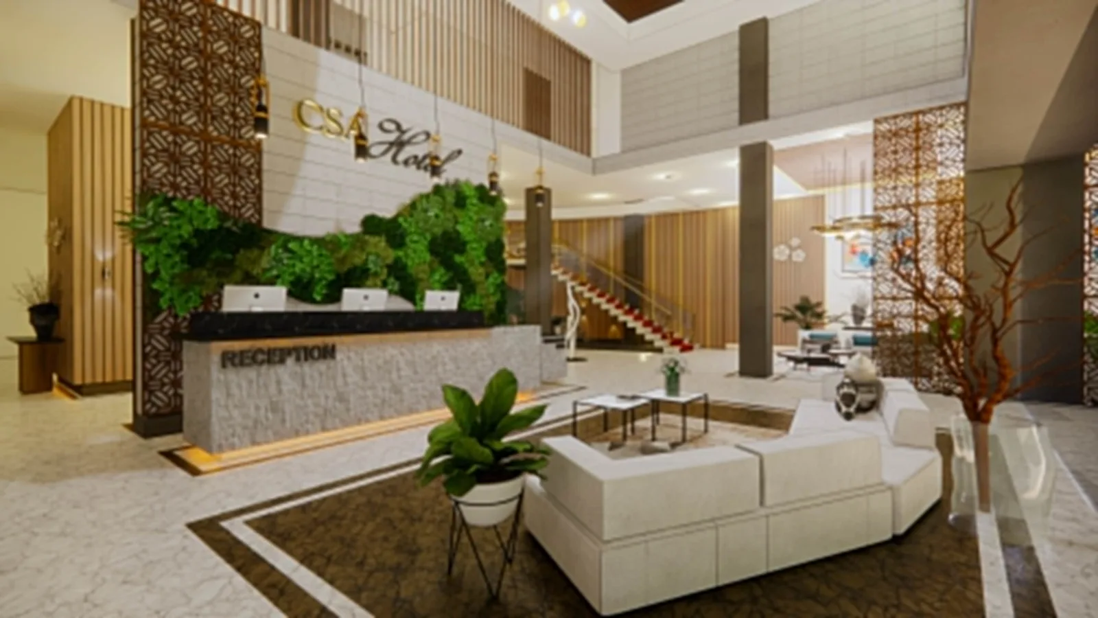 Interior perspective — CSA Hotel reception