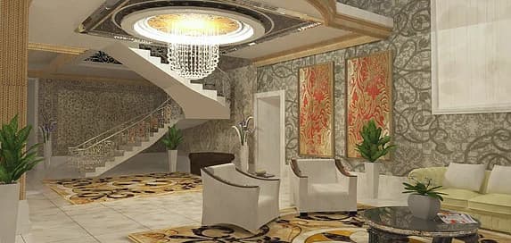 Interior perspective — Formal living room, Saudi Arabia
