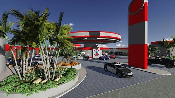 3D render — Service station canopy, Saudi Arabia